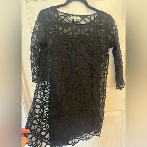 LBD BB Dakota Dress Black Floral Zelma Lace Slip Romantic Sz S Bohemian Boho